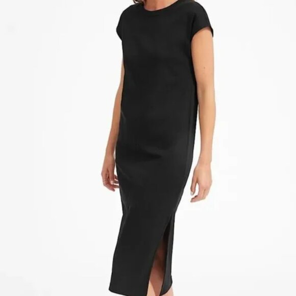 Everlane Black Luxe Cotton Side-Slit Dress Size Small - Picture 1 of 10